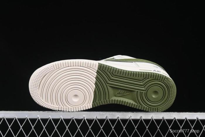 Nike Air Force 1 '07 Low Stussy Collaboration Dual-Tone Beige Green Casual Sneakers with Strap - XS1958-525