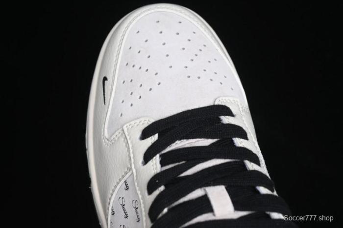 Nike SB Dunk Low Stussy Collaboration - Beige Black Swoosh Silver Edge Anniversary High-End Custom Low-Top Casual Sneakers - XX3168-306