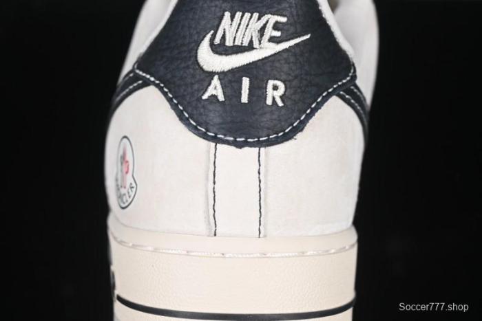 Nike Air Force 1 '07 Low Moncler Collaboration - Black Lychee Grain Pigskin Low-Top Casual Sneakers - CH6336-514