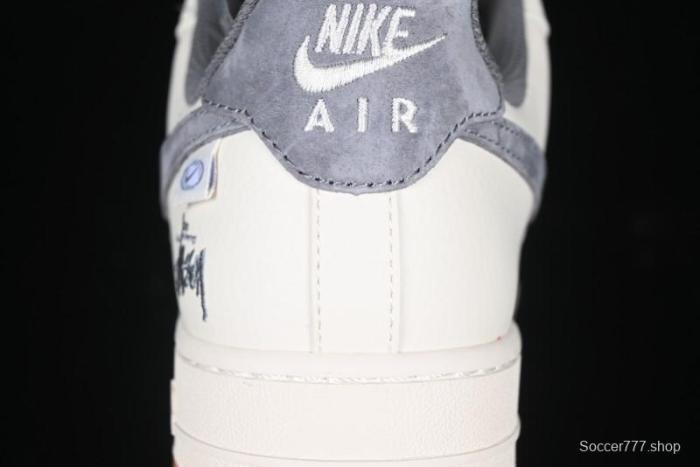 Nike Air Force 1 '07 Low Stussy Collaboration - Grey Swoosh Casual Sneakers - XZ6188-256