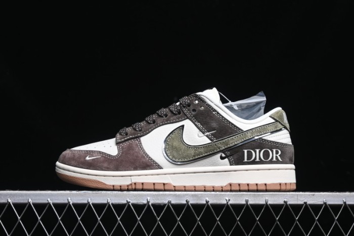 Nike SB Dunk Low Dior Collaboration - Chestnut Anniversary High-End Custom Low-Top Casual Sneakers - XS1086-007