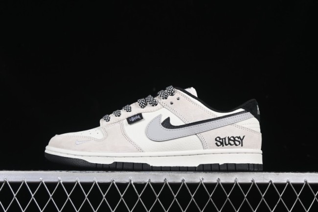 Nike SB Dunk Low Stussy Collaboration Grey Pig Suede Anniversary Custom Low-Top Casual Skate Shoes - DJ2024-061