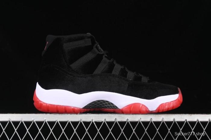 Nike Air Jordan 11 Retro  Bred Velvet  Basketball Shoes with Velvet Overlay - DB5457-061