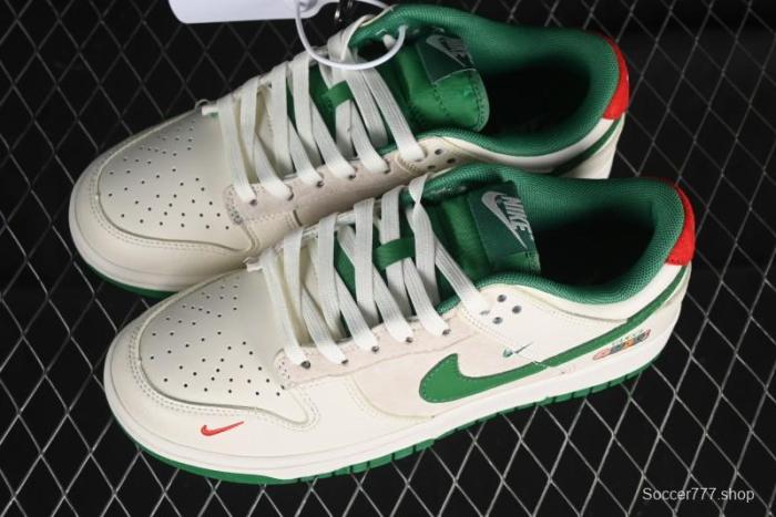 Nike SB Dunk Low Gucci Collaboration - Custom Patchwork Green Swoosh Anniversary Edition Low-Top Casual Skate Shoes - KK1688-053