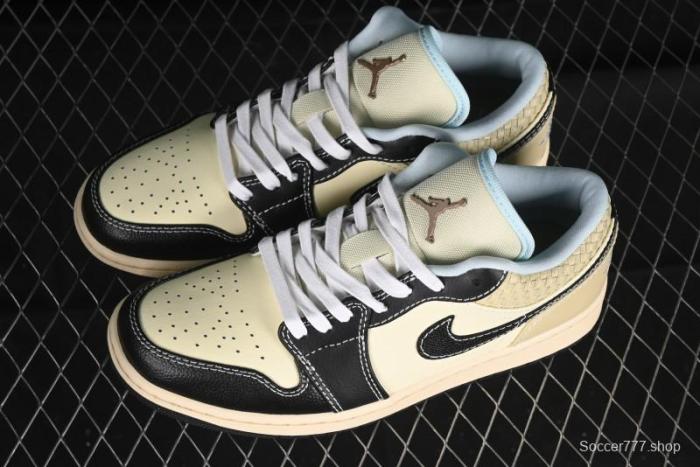 Nike Air Jordan 1 Low  Coconut Milk Black  Casual Basketball Shoes with Contrast Swoosh - HQ3437-101