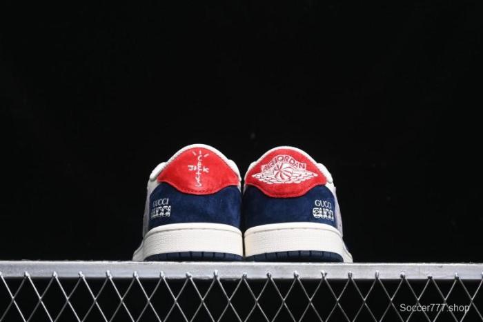 Nike Travis Scott x Fragment Design x Air Jordan 1 Low OG SP AJ1 Multi-Color Patchwork Low-Top Casual Sneakers - DM7866-039