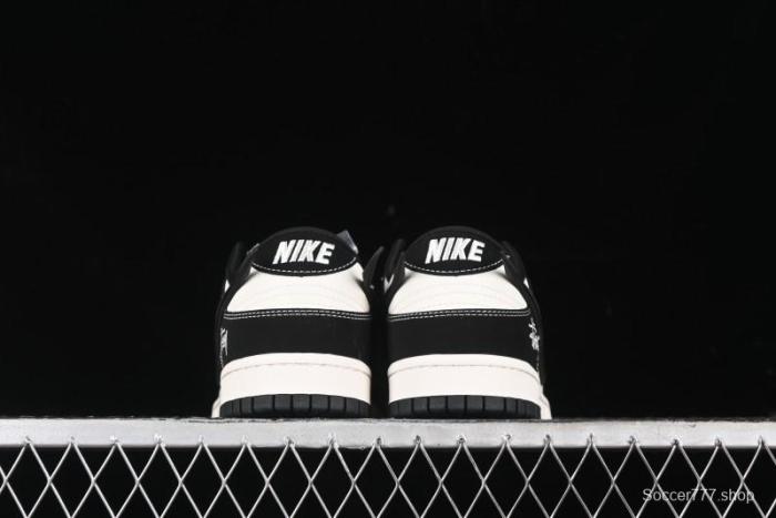 Nike SB Dunk Low x AMBUSH x Stussy Collaboration - Black Stitch Anniversary Custom Low-Top Casual Sneakers - XX2025-358