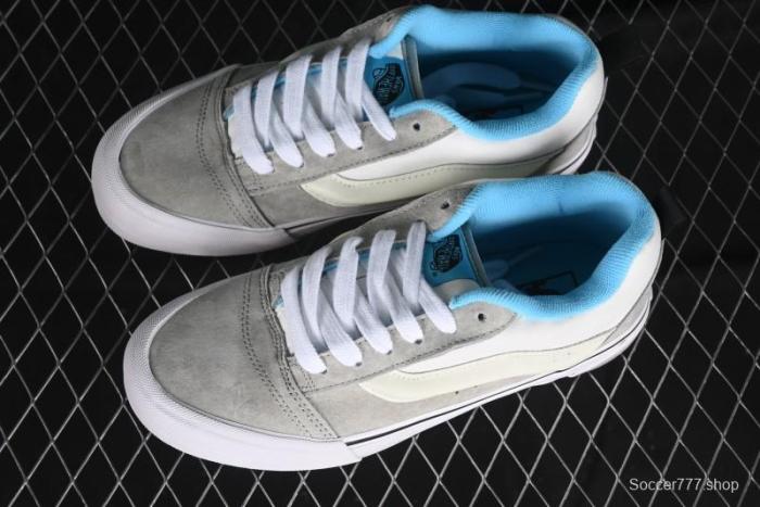 Vans Knu Skool Low-Top Retro Casual Vulcanized Slip-On Shoes in Grey Blue - VN000D6CCCZ