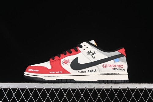 Nike SB Dunk Low Collaboration Colorway Motorcycle White Red Anniversary Custom Low-Top Casual Skate Shoes - MU0232-367