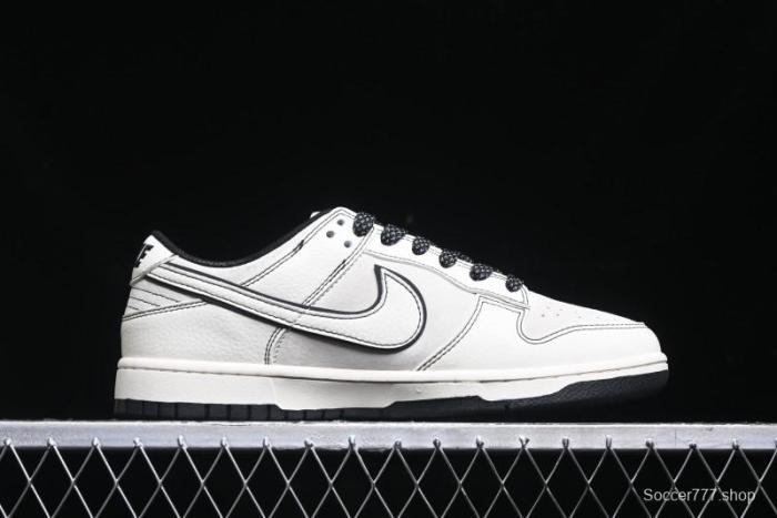 Nike SB Dunk Low Stussy Collaboration - Beige Black Line High-End Custom Low-Top Casual Skate Shoes - BB7518-008