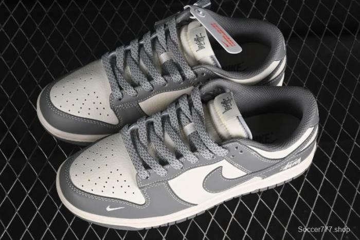 Nike SB Dunk Low Stussy Collaboration - Midnight Grey Anniversary Custom Low-Top Casual Skate Shoes - BB9898-007