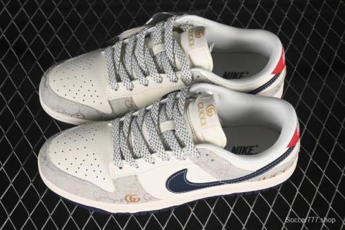 Nike SB Dunk Low Gucci Collaboration Woven Blue Swoosh Anniversary Custom Low-Top Casual Skate Shoes - FC1688-225