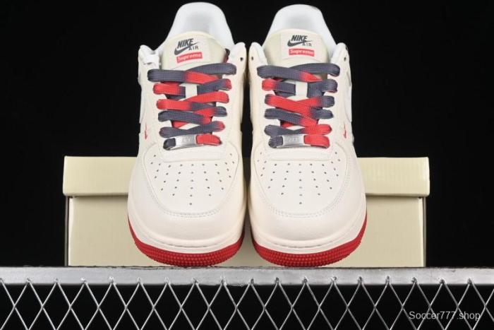 Nike Air Force 1 '07 Low Supreme Collaboration - Beige Red Blue Colorblock Casual Sneakers - XZ6188-228