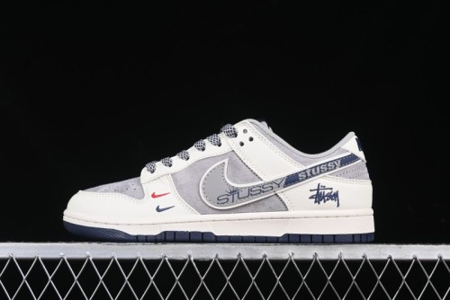 Nike SB Dunk Low Stussy Collaboration Beige Grey Print Grey Swoosh Anniversary Custom Low-Top Casual Skate Shoes - DM6868-009