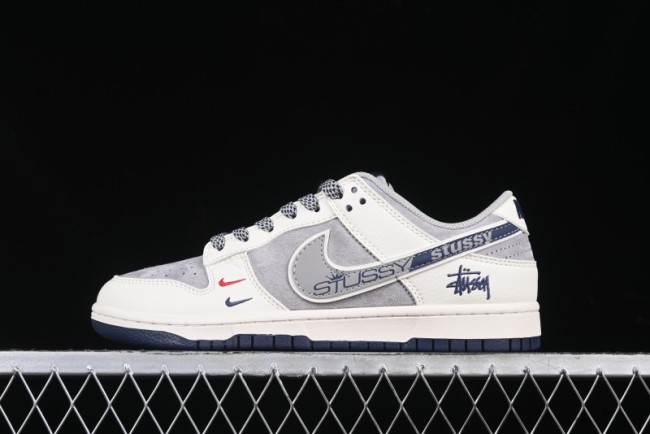 Nike SB Dunk Low Stussy Collaboration Beige Grey Print Grey Swoosh Anniversary Custom Low-Top Casual Skate Shoes - DM6868-009