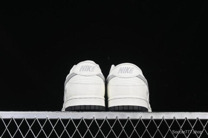 Nike SB Dunk Low Stussy Collaboration Barcode Embroidery Grey Hook Anniversary Custom Low-Top Casual Skate Shoes - DJ2024-054