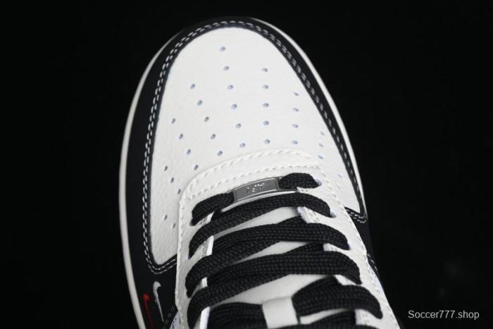 Nike Air Force 1 '07 Low Stussy Collaboration - Black White Mini Swoosh Low-Top Casual Sneakers - SJ6698-010