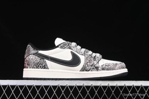 Nike Travis Scott x Fragment Design x Air Jordan 1 Low OG SP AJ1 Snake Year Limited Python Texture Low-top Casual Sneakers - SJ2068-144