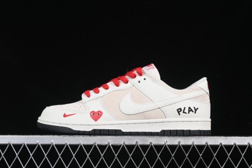 Nike SB Dunk Low Comme des Garcons Play Heart White Anniversary Custom Low-Top Casual Skate Shoes - DJ2024-052