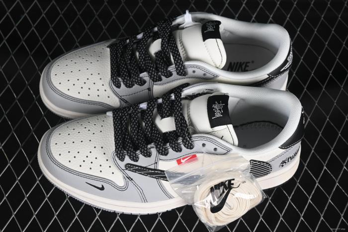 Nike x Stussy Low OG Sneakers - Black & Grey Stripe Swoosh Edition