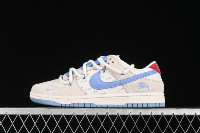 Nike SB Dunk Low Stussy Anniversary Edition Customized Low-Top Casual Skate Shoes with Blue Swoosh - SJ2068-279