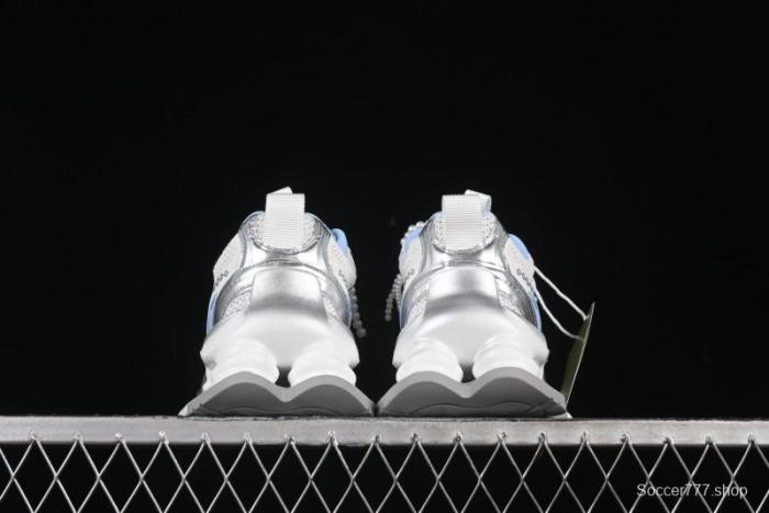 GG-CC Star Same Style Lace-Up Hollow Out Dad Shoes with 5cm Hidden Height Increase - G25X269 White Blue