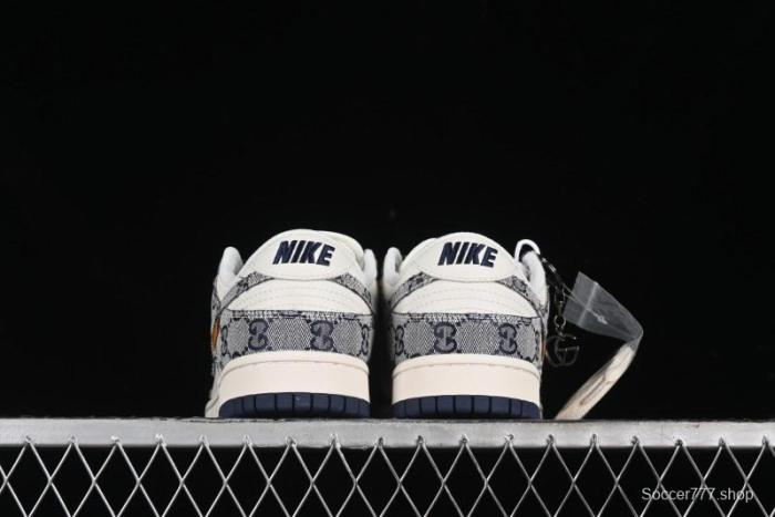Nike SB Dunk Low Gucci Collaboration - Dark Blue Anniversary High-End Custom Low-Top Casual Skate Shoes - BB9676-313