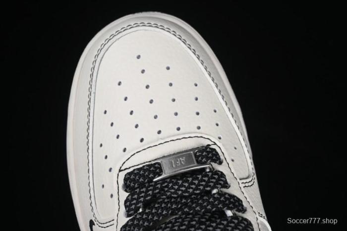 Nike Air Force 1 '07 Low Stussy Collaboration Beige Black Floral Swoosh Casual Sneakers - HH7518-040