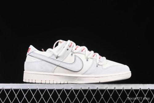 Nike SB Dunk Low Supreme Collaboration Light Gray Drawstring Anniversary High-End Custom Low-Top Casual Skate Shoes - XX3168-109