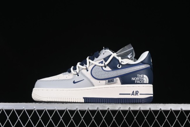 Nike Air Force 1 '07 Low The North Face Collaboration Grey Blue Lace-Up Low-Top Casual Sneakers - DM6688-024