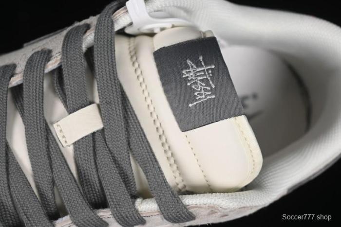 Nike SB Dunk Low Stussy Collaboration - Embroidered Grey Swoosh Anniversary Custom Low-Top Casual Sneakers - MM1089-033