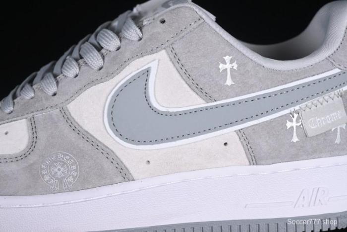 Nike Air Force 1 '07 Low Chrome Hearts Collaboration Silver Grey Low-Top Casual Sneakers - FZ0188-032