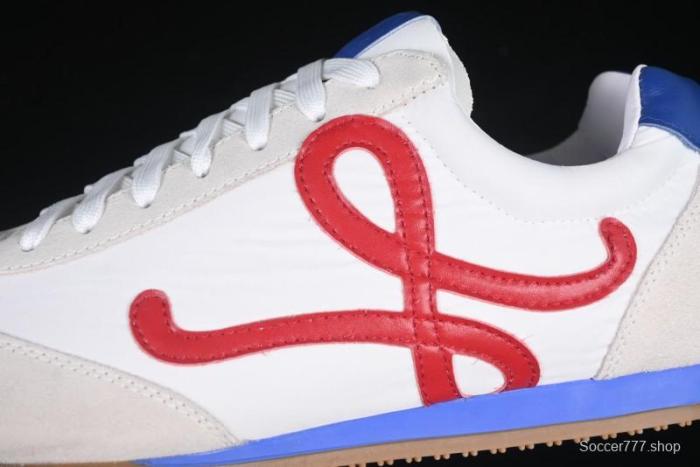 Loewe Ballet Runner 2.0 Sneakers Retro Style Low-Profile Casual Sports Shoes with Asymmetric Toe Design - White Blub