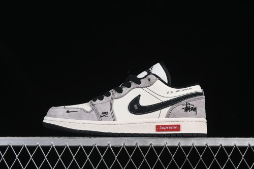 Nike Air Jordan 1 Low Stussy x Supreme Collaboration Custom High-End Retro Basketball Shoes - SJ9950-052