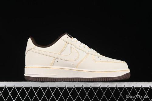 Nike Air Force 1 '07 Low UN Collaboration Casual Sneakers in Off-White with Yellow Stitch - KK3333-002