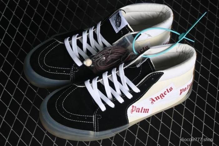 Palm Angels x Vans Sk8-Mid Collaboration Mid-Top Skate Shoes with Distressed Sole - VN000CRPGRN