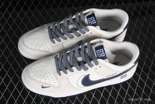 Nike SB Dunk Low Givenchy Collaboration Grey Pigskin Anniversary Custom Low-Top Casual Skate Shoes - DJ2024-112