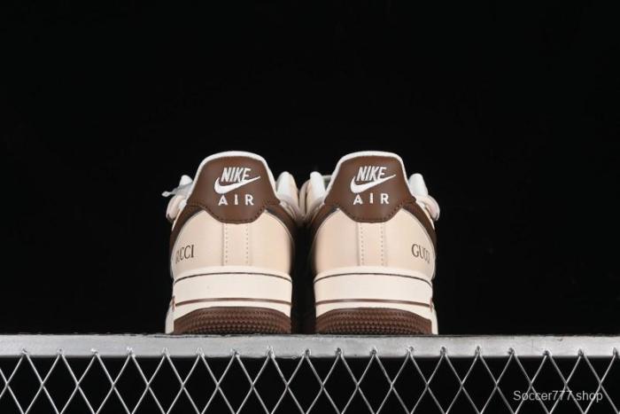 Nike Air Force 1 '07 Low Gucci Collaboration - Brown Coffee Drawstring Low-Top Casual Sneakers - SJ1198-400
