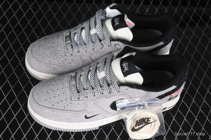 Nike Air Force 1 '07 Low Stussy Collaboration - Suede Grey Low-Top Casual Sneakers - SJ6698-018
