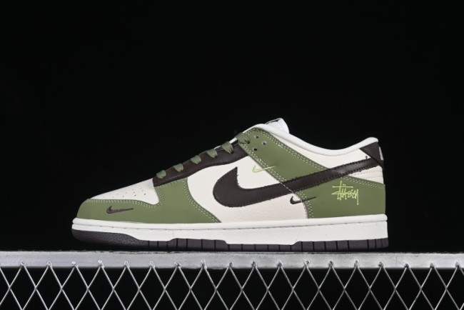 Nike SB Dunk Low Stussy Anniversary Edition Custom Sneakers in White Green Black - KK1333-020