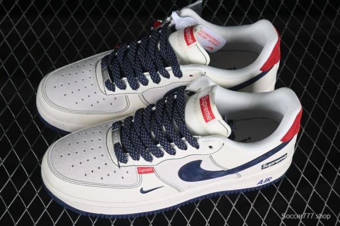 Nike Air Force 1 '07 Low Supreme Collaboration Sneakers with Red Tab and Blue Swoosh - BB7518-021