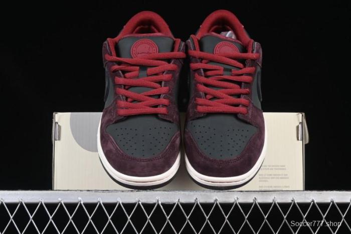 Nike SB Dunk Low  Dark Burgundy & Black  - Premium Suede Skate Shoes