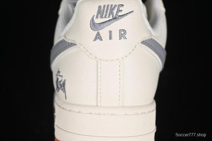 Nike Air Force 1 '07 Low Stussy Collaboration - Light Bone Gum Sole Casual Sneakers - XZ5688-003