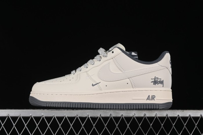 Nike Air Force 1 '07 Low Stussy Collaboration - Light Grey Double Swoosh Casual Sneakers - XZ6188-012