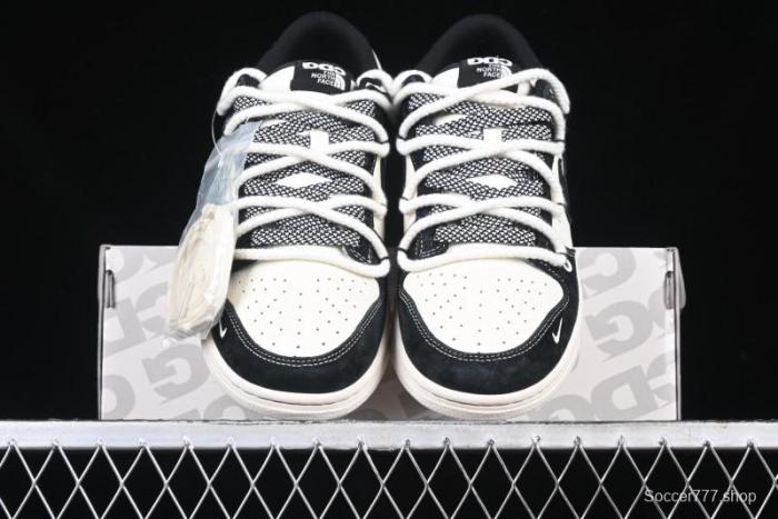 Nike SB Dunk Low The North Face x Supreme Anniversary Edition Customized Lace-Up Black White Black Swoosh Casual Skate Shoes - YX5066-227