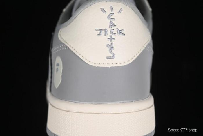 Nike Travis Scott x Fragment Design x Air Jordan 1 Low OG SP AJ1 Bape Collaboration - Moon Shadow Grey Low Top Casual Sneakers BB6511-625