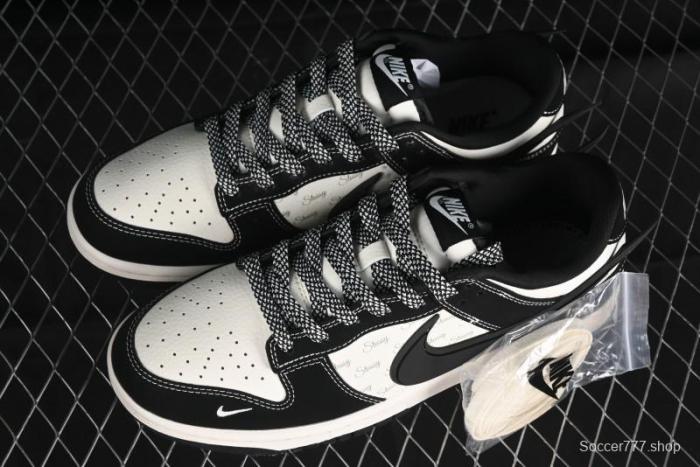 Nike SB Dunk Low x AMBUSH x Stussy Collaboration - Black Stitch Anniversary Custom Low-Top Casual Sneakers - XX2025-358