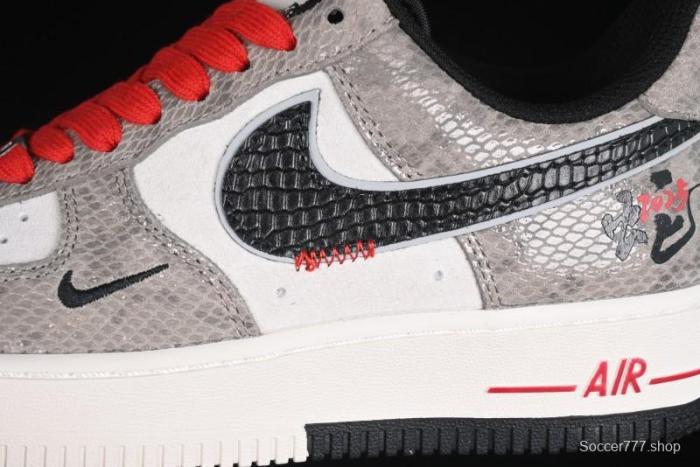Nike Air Force 1 '07 Low Year of the Snake Limited Edition Grey Black Snake Scale Low-Top Casual Sneakers - DM6688-009