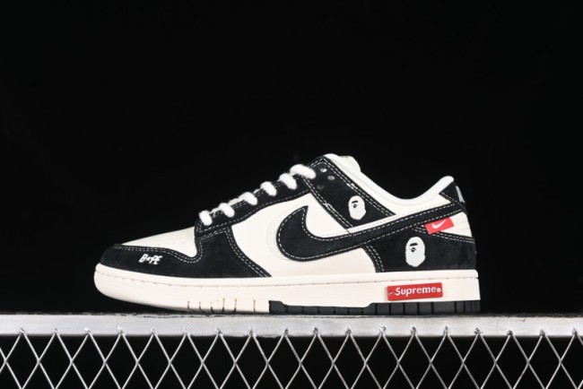 Nike SB Dunk Low Supreme x Bape Collaboration Anniversary Edition Custom Low-Top Casual Sneakers - SJ1089-018