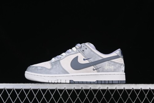Nike SB Dunk Low Stussy Collaboration Tie-Dye Grey Hook Anniversary Custom Low-Top Casual Skate Shoes - DM6868-037